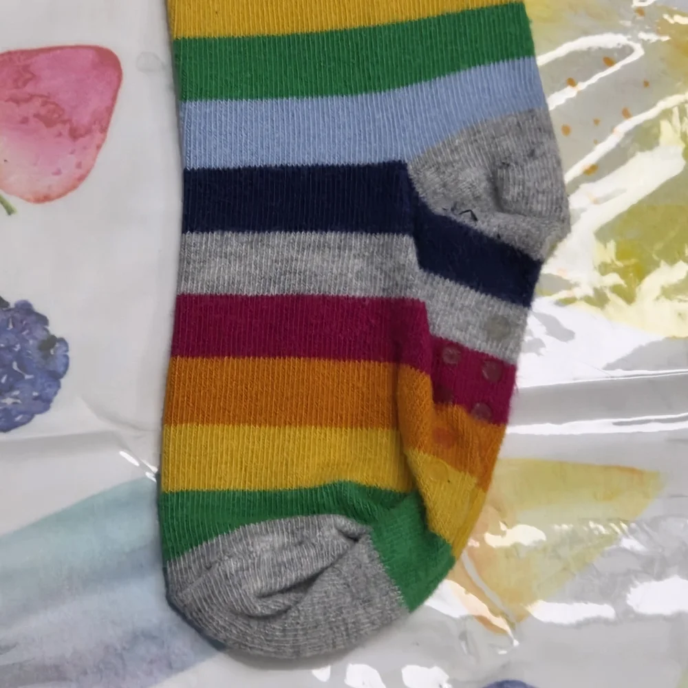 Gymboree Girls Colorful Bright Rainbow Striped Grey Tights Size 4t-5t